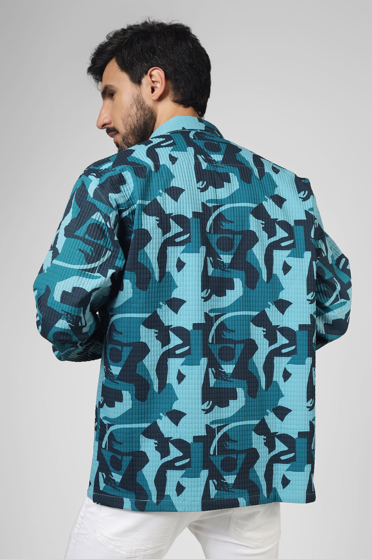 Abstract print: Dark blue -light blue