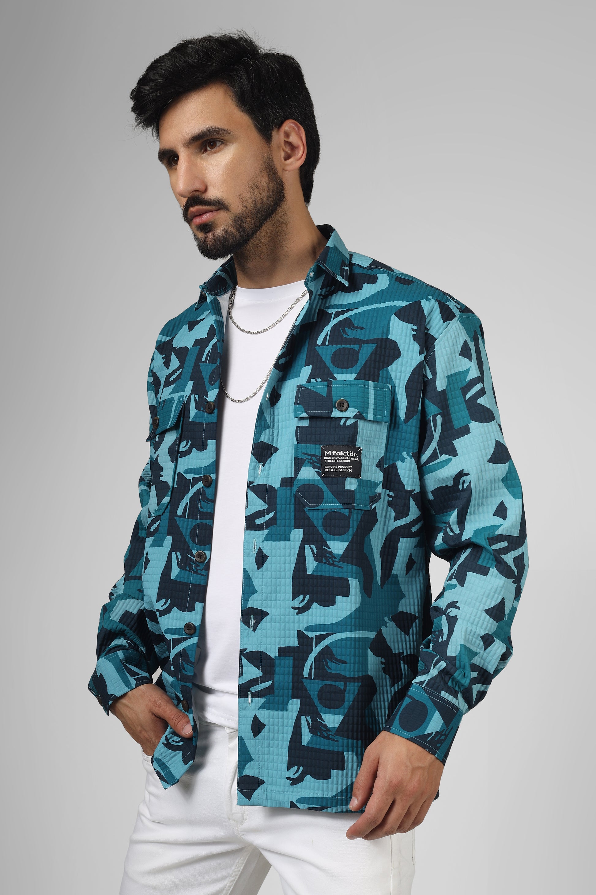 Abstract print: Dark blue -light blue