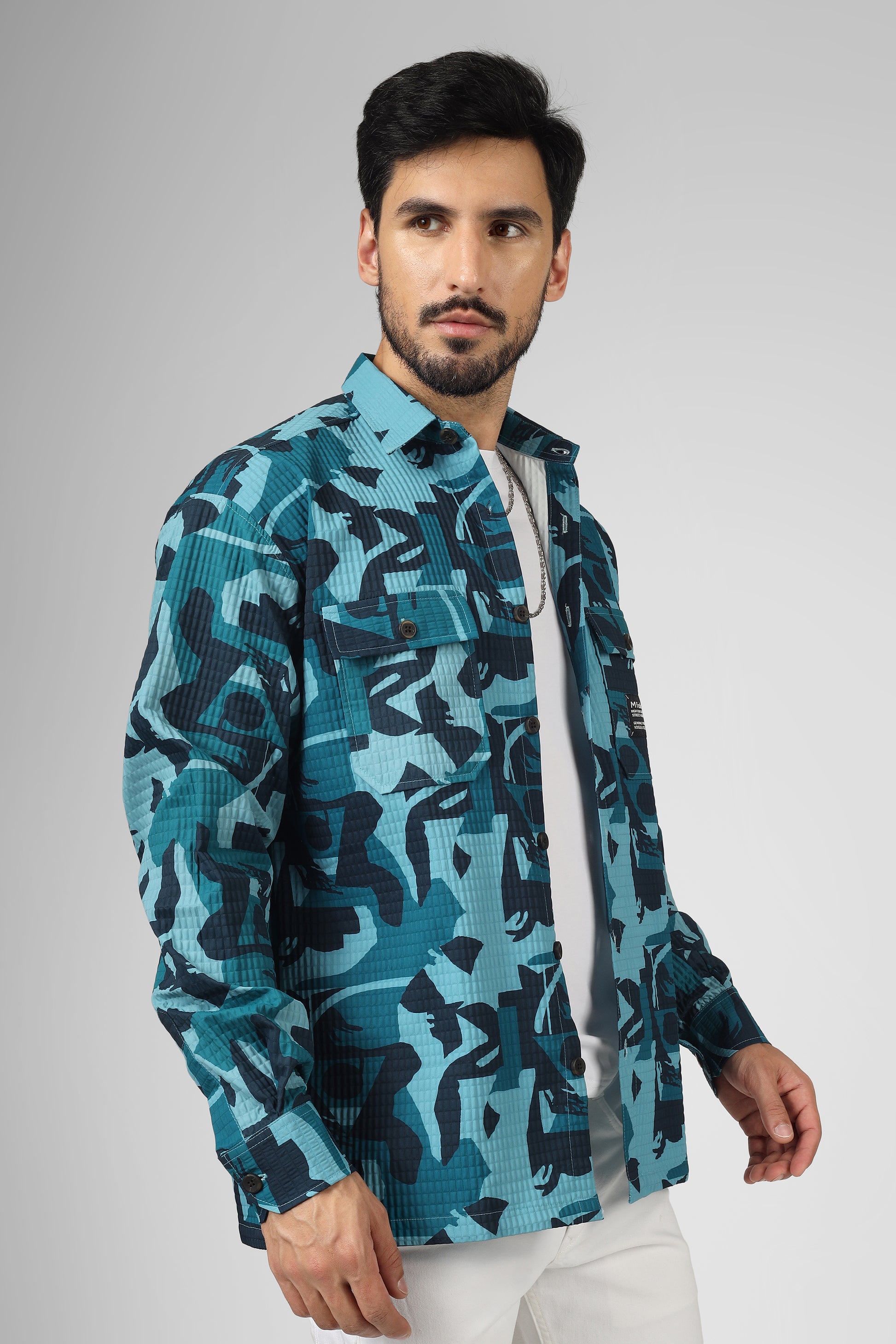 Abstract print: Dark blue -light blue